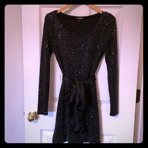 Express XS black sequin long sleeve dress